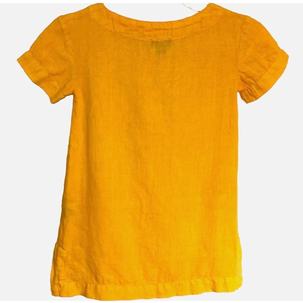 Vilebrequin Girls Linen Dress Sz 4 Yellow Short Sleeve Pockets Luxury Resort